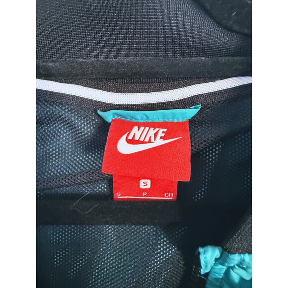 Nike Vintage Rare Tech Bomber Shiny Glanz Jacket Windbreaker Small Teal Retro - Picture 5 of 8